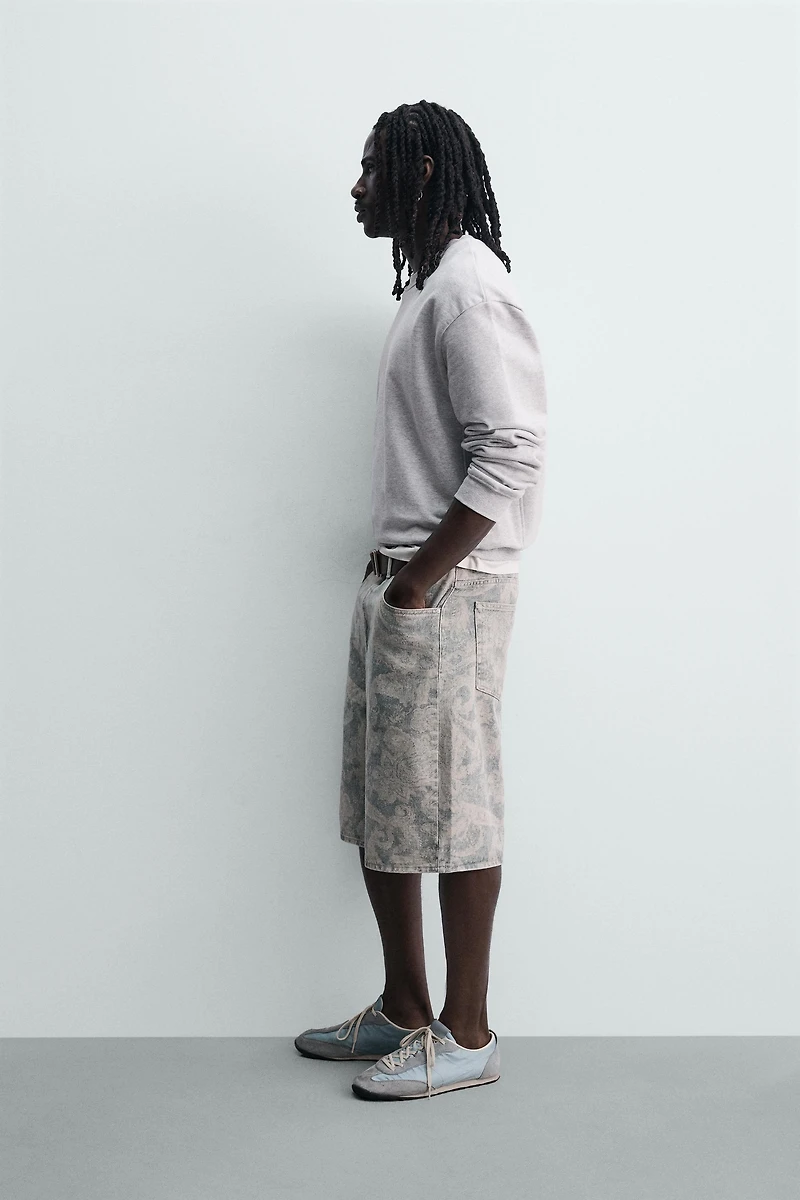 PAISLEY PRINT BAGGY FIT SHORTS
