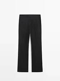 100% linen kick flare fit pants