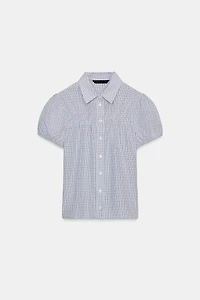 CHECKED ELASTIC POPLIN SHIRT
