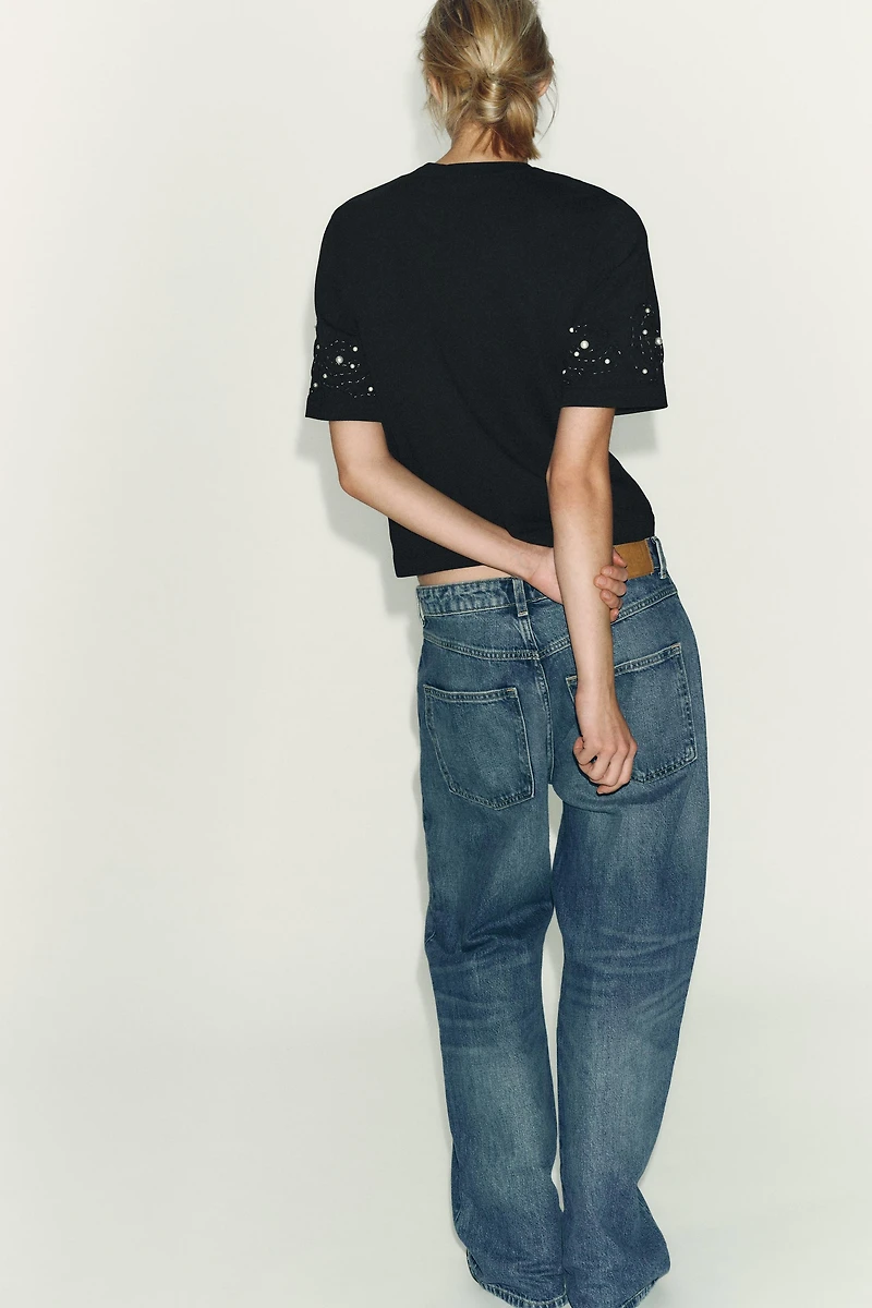 EMBROIDERED BEADED T-SHIRT