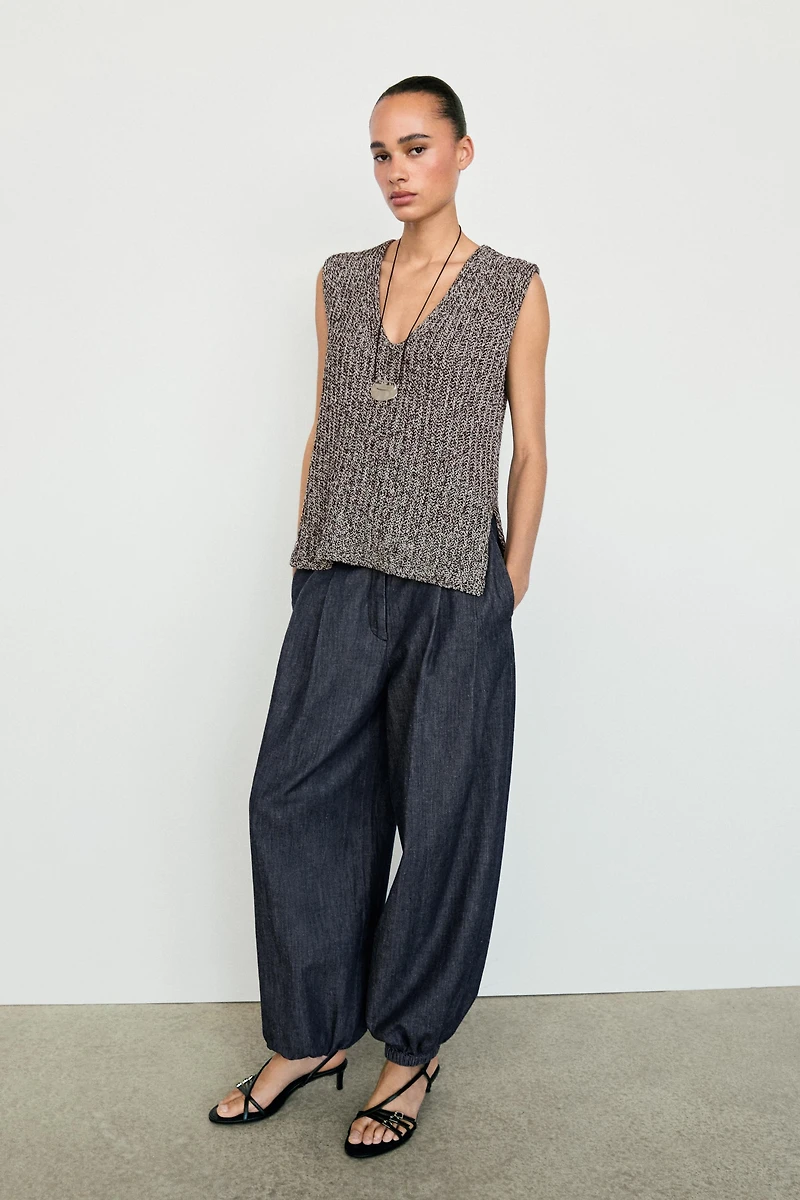 Cotton blend heathered knit top