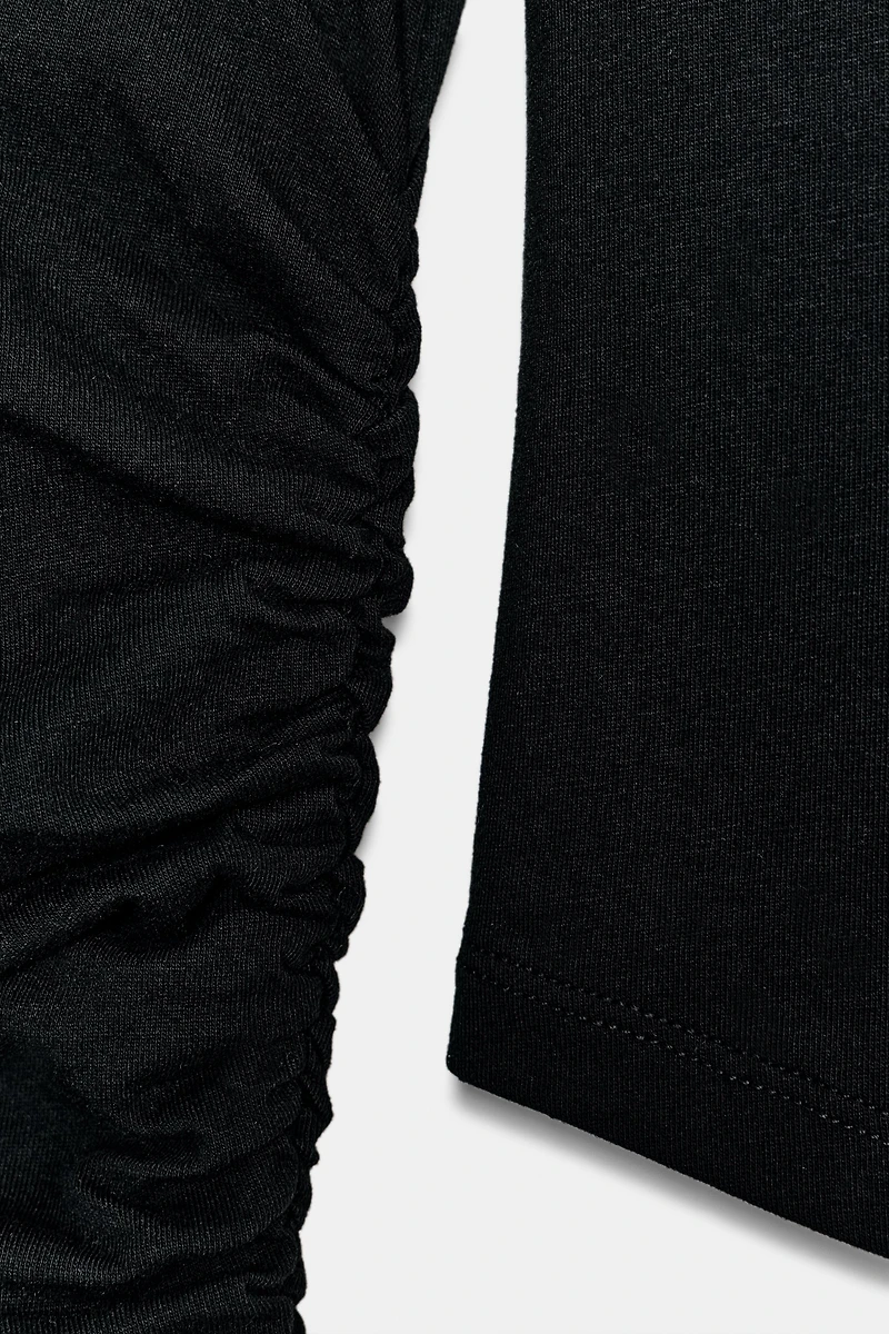 COTTON MODAL RUCHED T-SHIRT