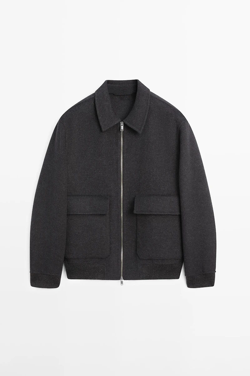 Wool blend jacket with pockets