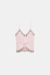 SATIN EFFECT LACE TOP