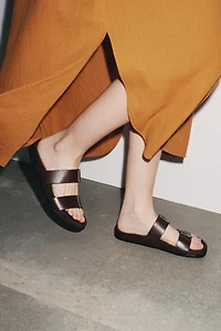 DOUBLE STRAP LEATHER SANDALS