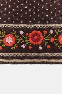 POLKA DOT FLORAL EMBROIDERED BEANIE