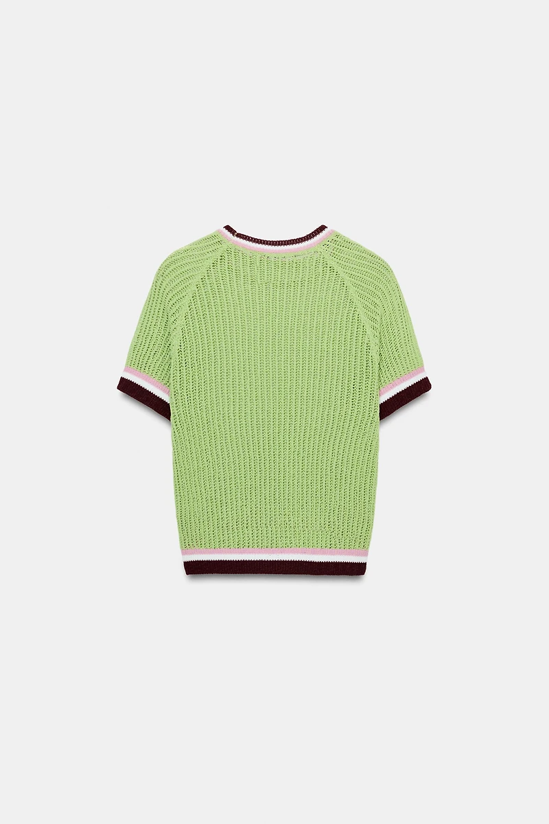 SHORT SLEEVE KNIT TOP