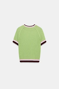 SHORT SLEEVE KNIT TOP