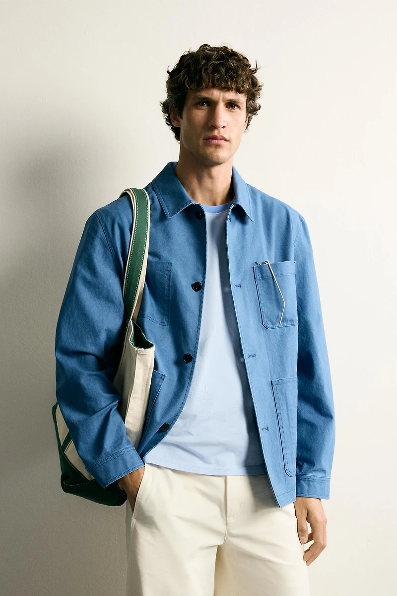 WASHED REGULAR FIT POCKET OVERSHIRT