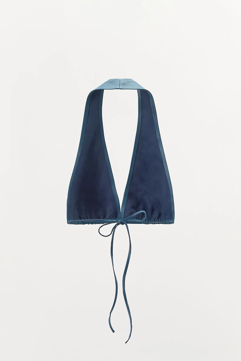 100% LEATHER HALTER BRA TOP