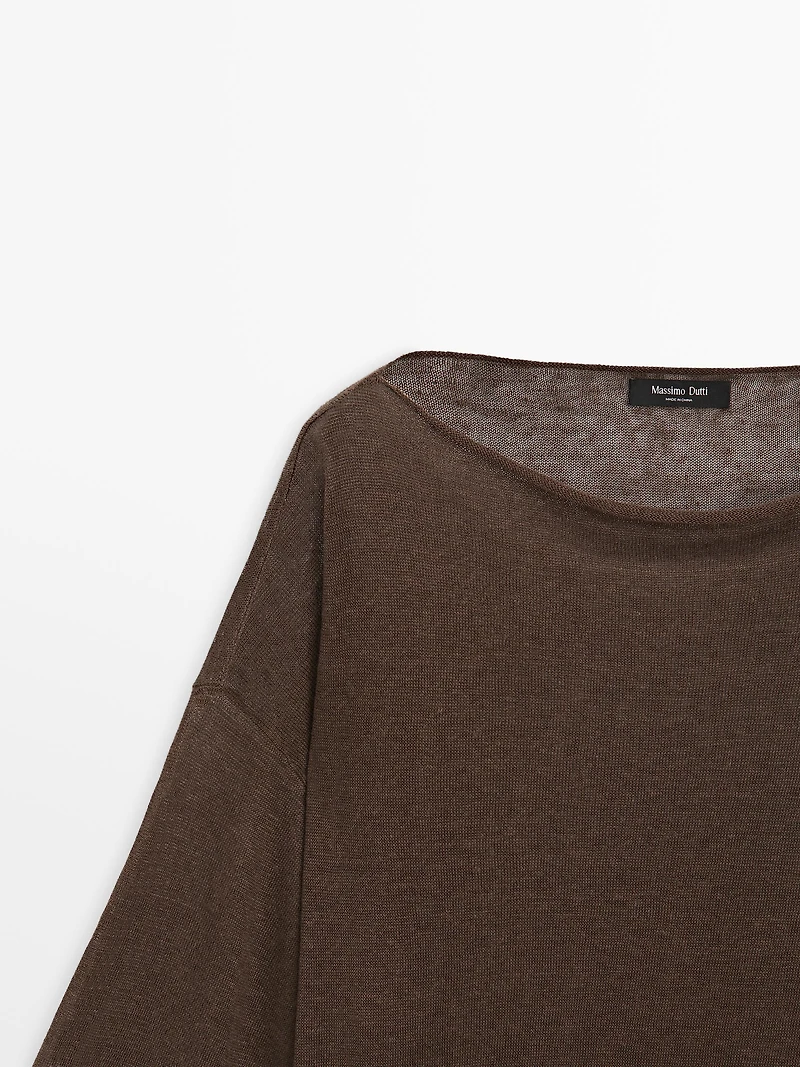 T-shirt en maille col bateau lin