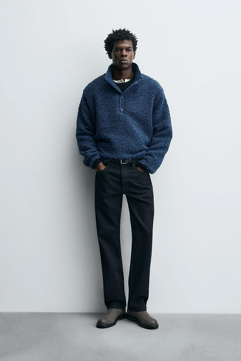 FLEECE SWEATSHIRT WITH SHEARLING EFFECT