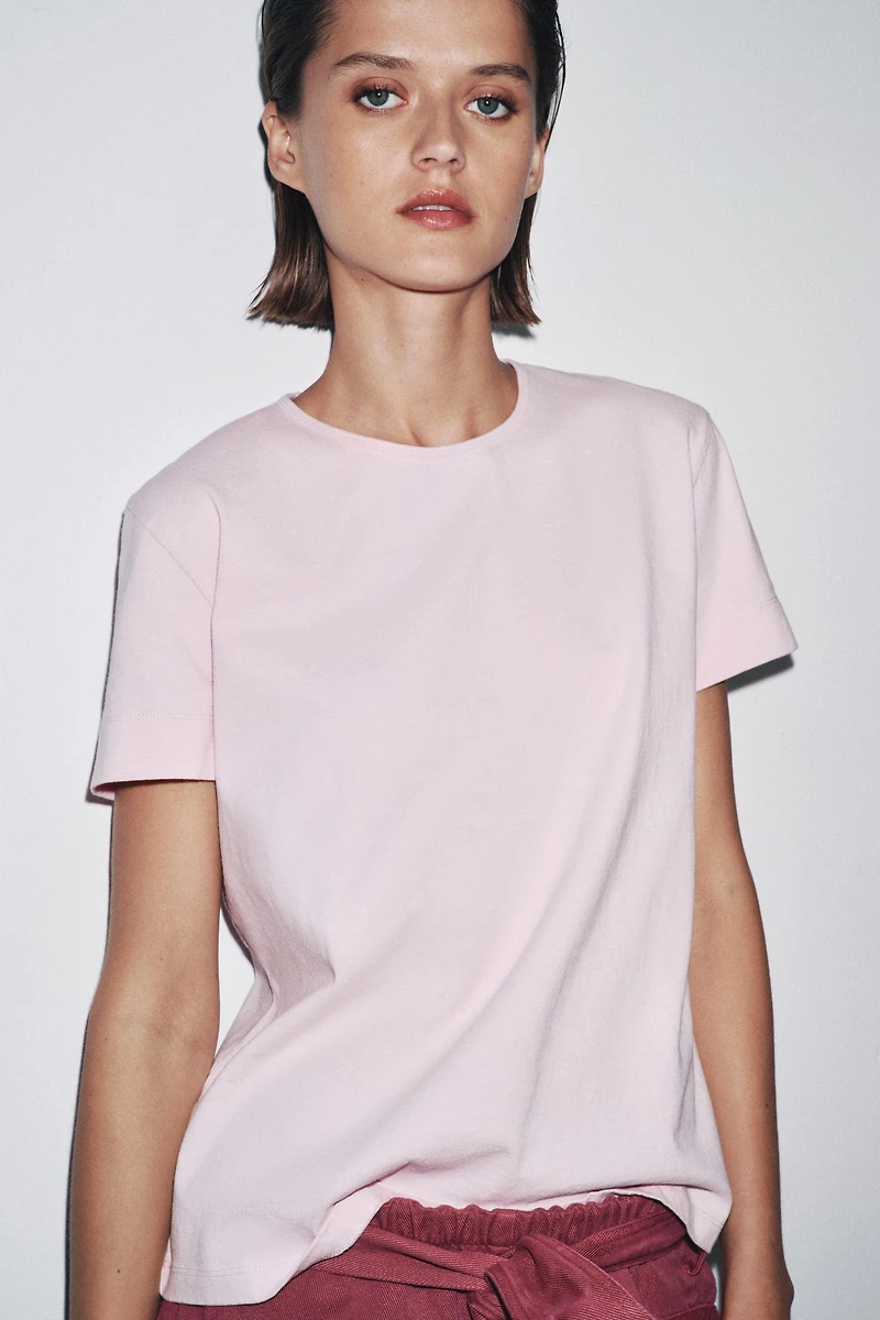 SHORT SLEEVE TEXTURED COTTON T-SHIRT