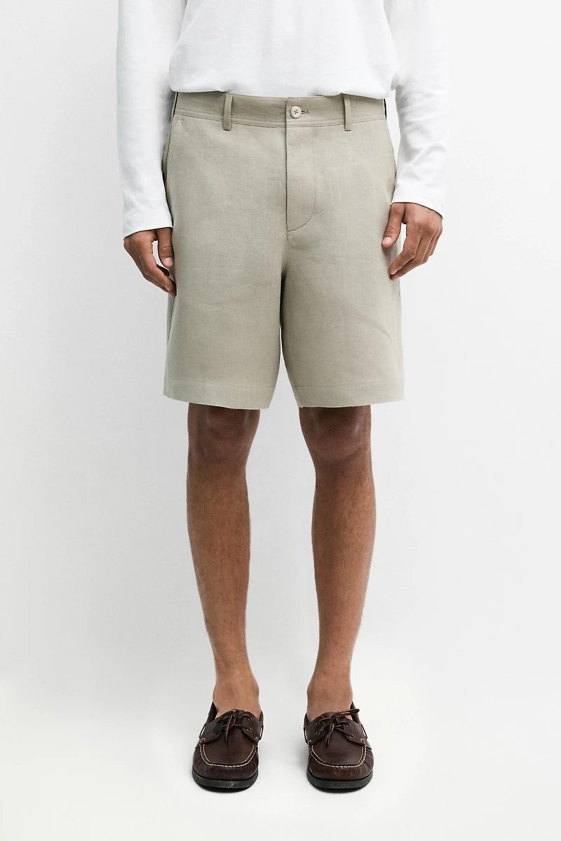 100% linen short Bermuda shorts
