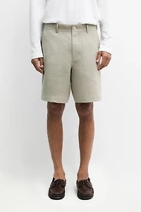100% linen short Bermuda shorts