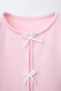 RIBBED T-SHIRT WITH BOWS
