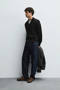 100% WOOL QUARTER-ZIP SWEATER