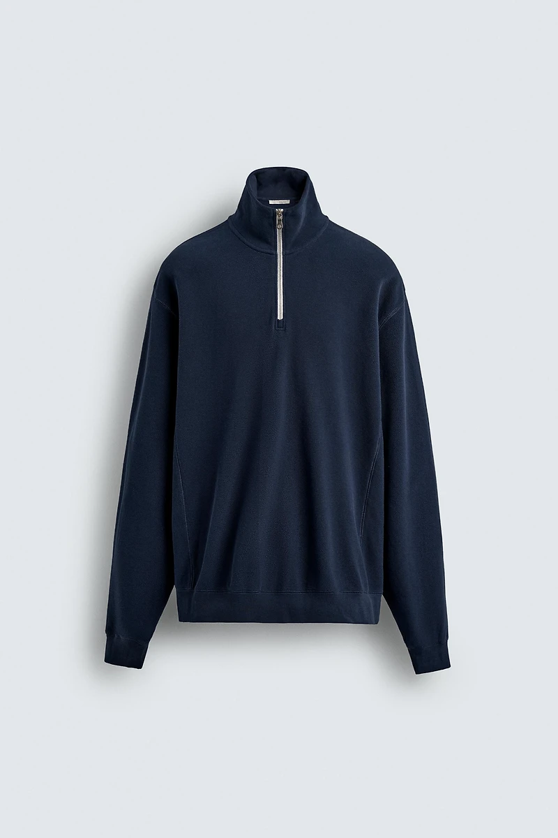PIQUÉ QUARTER-ZIP SWEATSHIRT
