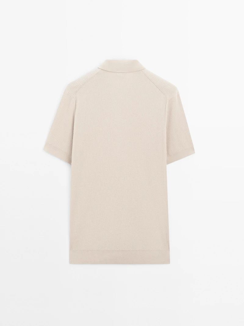 100% cotton ribbed knit polo shirt
