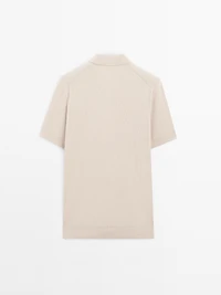 100% cotton ribbed knit polo shirt