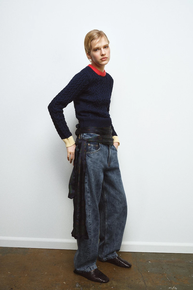 CABLE KNIT COLORBLOCK JUMPER