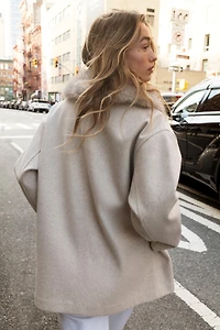 SOFT COAT WITH FAUX FUR COLLAR