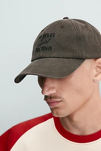 WASHED EMBROIDERED TEXT CAP