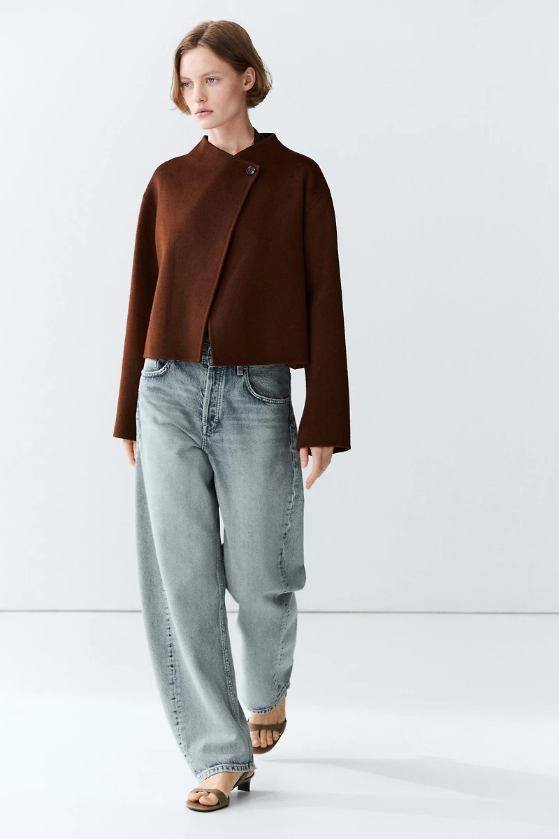 Button detail cape jacket