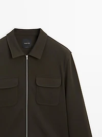 Cotton blend twill jacket with pockets