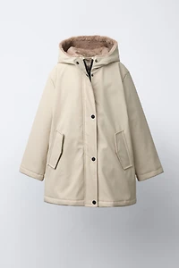 RUBBERIZED WATER RESISTANT FUR EFFECT RAINCOAT