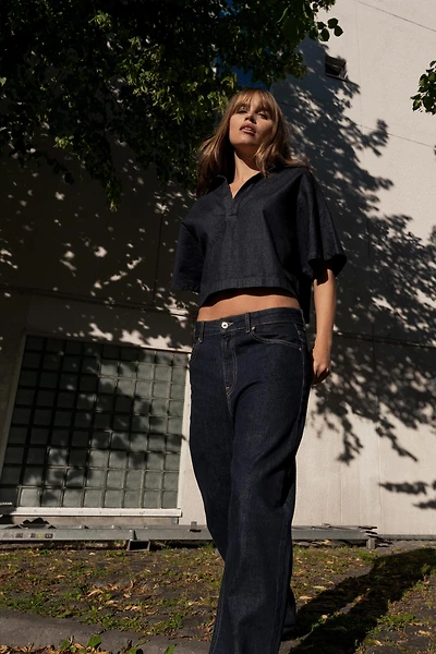HIGH-WAIST BARREL TRF JEANS