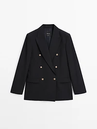 Wool blend blazer with gold buttons