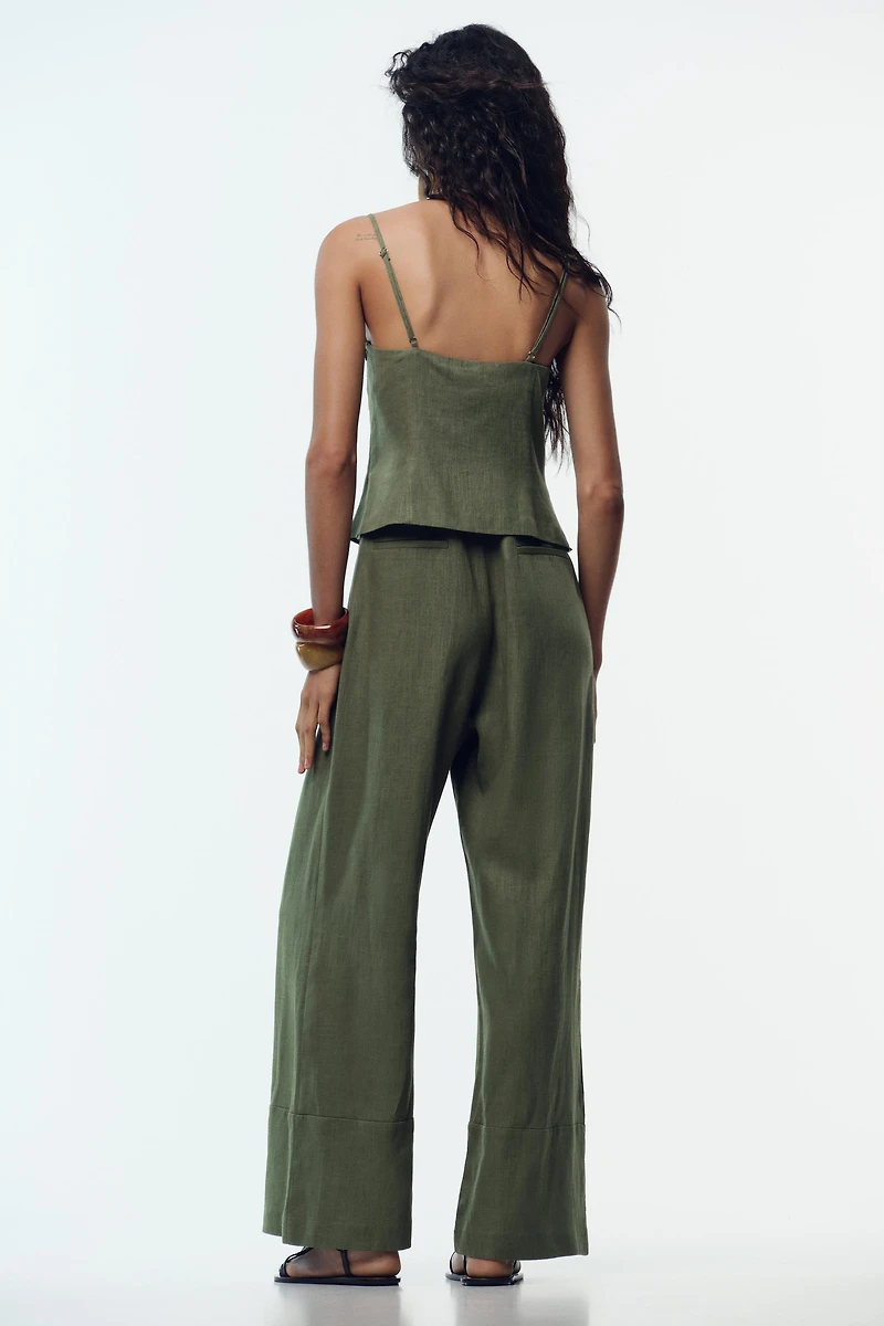 LINEN BOW STRAP JUMPSUIT