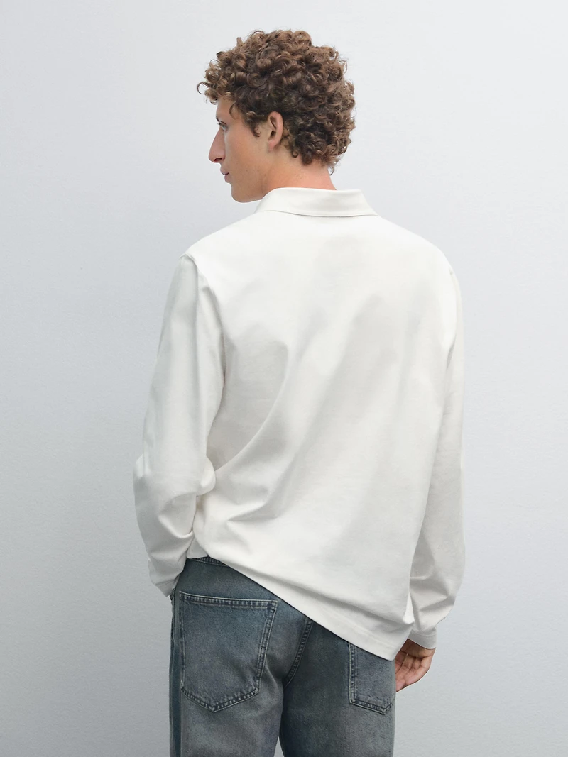 Polo 100 % coton à manches longues