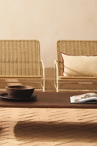 WOVEN OUTDOOR BENCH WITH BACK