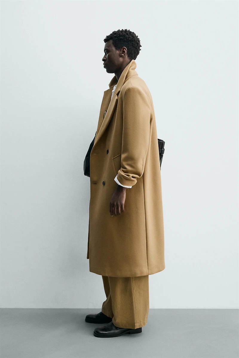 DOUBLE-BREASTED WOOL BLEND COAT