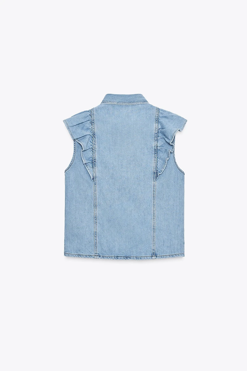 Z1975 DENIM RUFFLE SHIRT