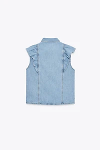 Z1975 DENIM RUFFLE SHIRT