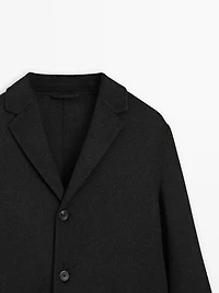Manteau long à revers en laine mélangée