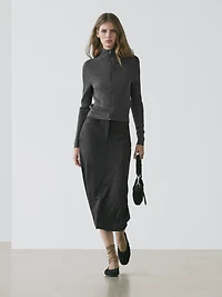 Wool zip-up cardigan