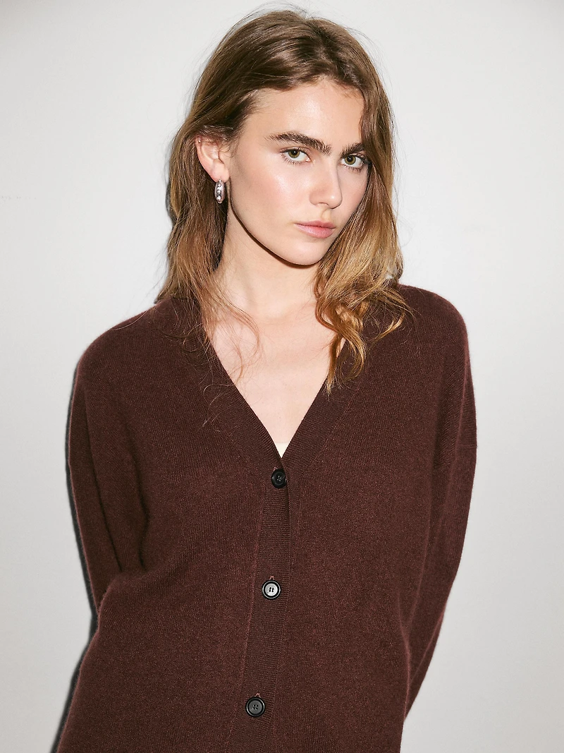 Cardigan oversize col en V 100 % cachemire