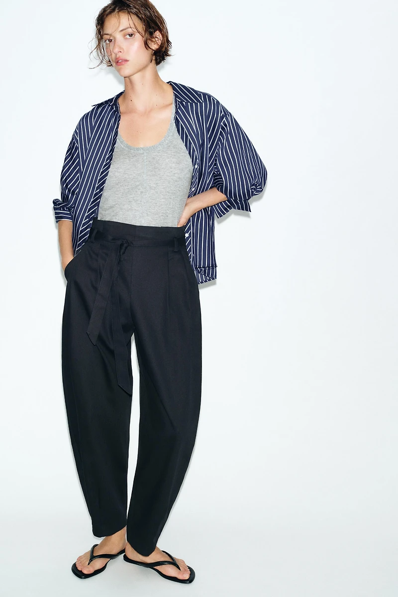 PANTALON PAPERBAG AVEC CEINTURE