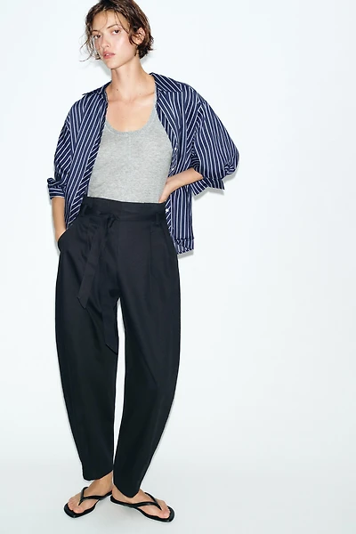 PANTALON PAPERBAG AVEC CEINTURE