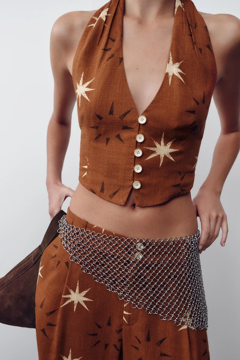 SUN PRINT LINEN TOP