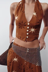 SUN PRINT LINEN TOP