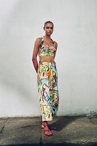 JUPE MIDI CAPE À IMPRIMÉ TROPICAL