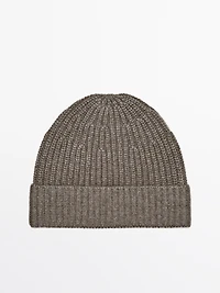 Ribbed 100% cashmere beanie