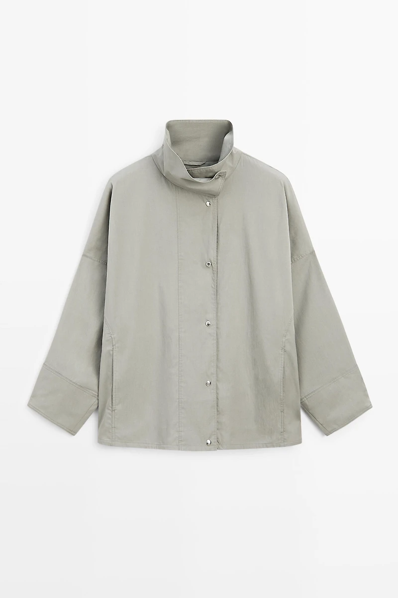 Cotton blend high neck jacket