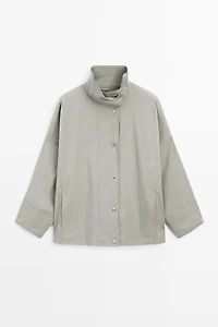 Cotton blend high neck jacket