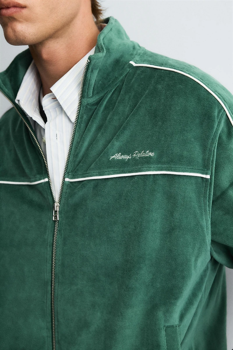 VELOUR ZIP SWEATSHIRT